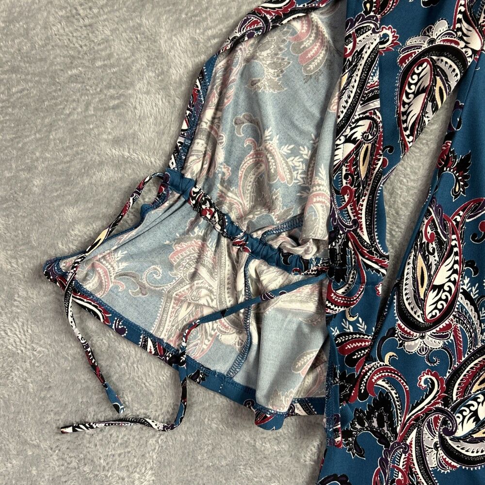 White House Black Market Paisley Womens Shirt Top Boho Hippie Gypsy Y2K Long S - Picture 6 of 13